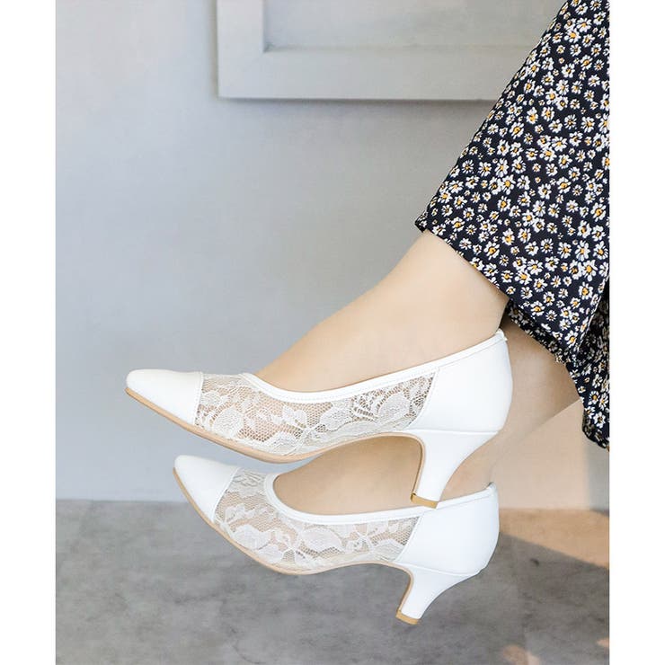 日本製 ポインテッド チュールパンプス 6cmヒール 花柄 水玉 合皮 | SHOE FANTASY | 詳細画像23 