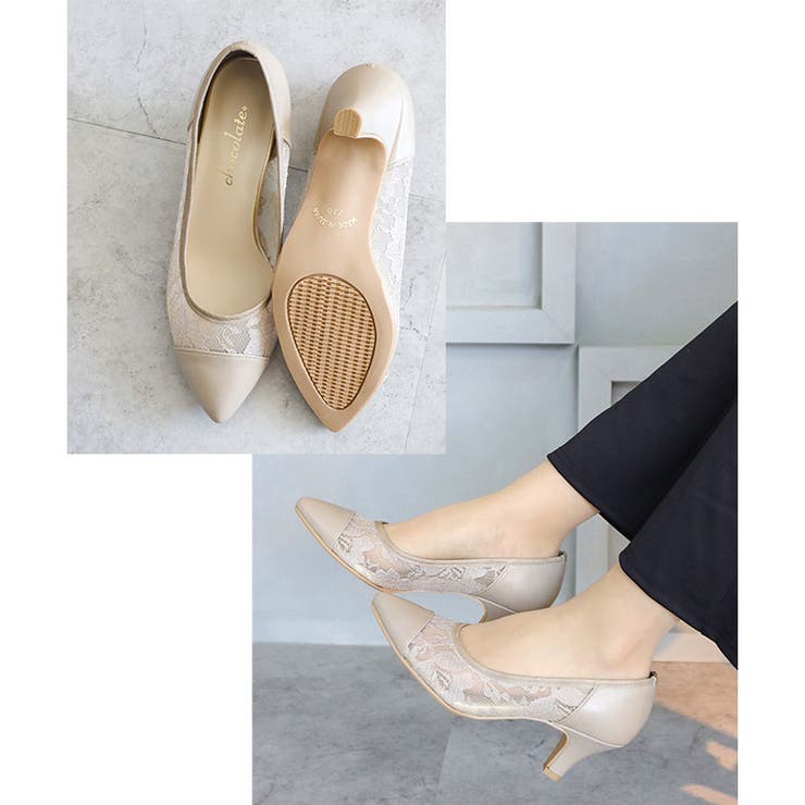 日本製 ポインテッド チュールパンプス 6cmヒール 花柄 水玉 合皮 | SHOE FANTASY | 詳細画像34 