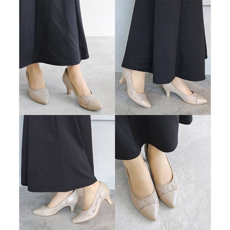 日本製 ポインテッド チュールパンプス 6cmヒール 花柄 水玉 合皮 | SHOE FANTASY | 詳細画像35 