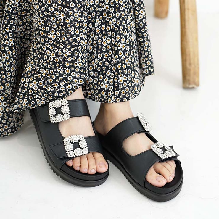 日本製 ダブルビジュー フラットサンダル 痛くない 柔らかい | SHOE FANTASY | 詳細画像23 