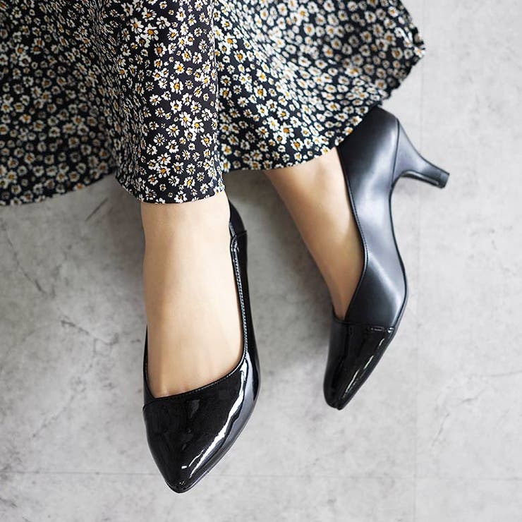 日本製 異素材切り替え デザインカットパンプス 晴雨兼用 レイン | SHOE FANTASY | 詳細画像12 