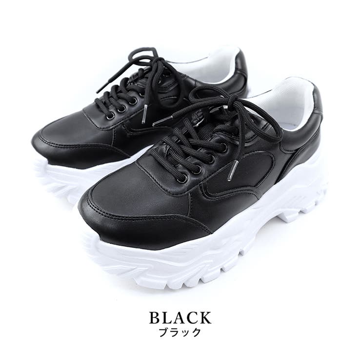 black | 厚底 レースアップ シューズ ダッドスニーカー ボリュームソール | SHOE FANTASY