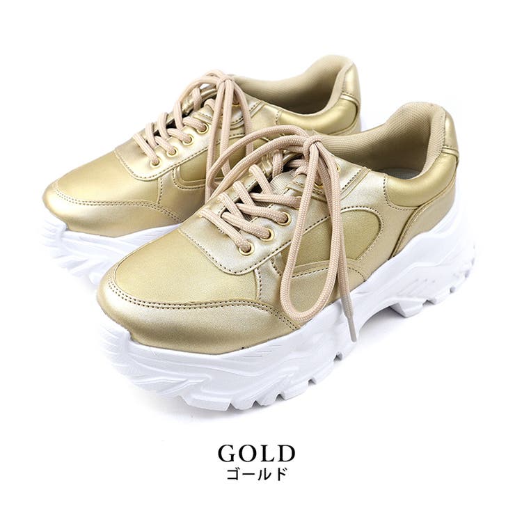 gold | 厚底 レースアップ シューズ ダッドスニーカー ボリュームソール | SHOE FANTASY