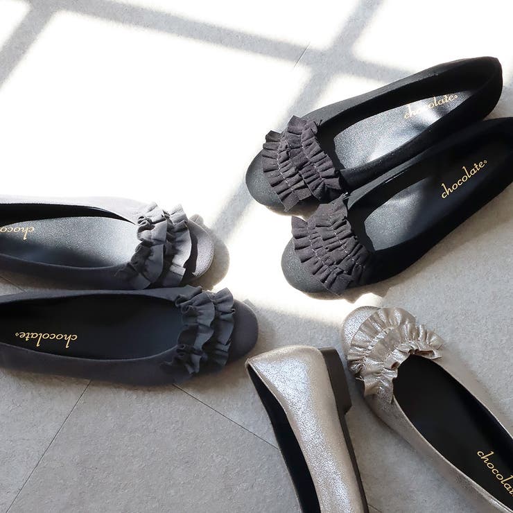 日本製 ラウンドトゥ フリル バレエパンプス ローヒール 幅広 | SHOE FANTASY | 詳細画像3 