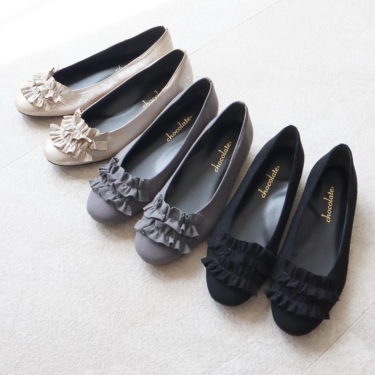日本製 ラウンドトゥ フリル バレエパンプス ローヒール 幅広 | SHOE FANTASY | 詳細画像4 