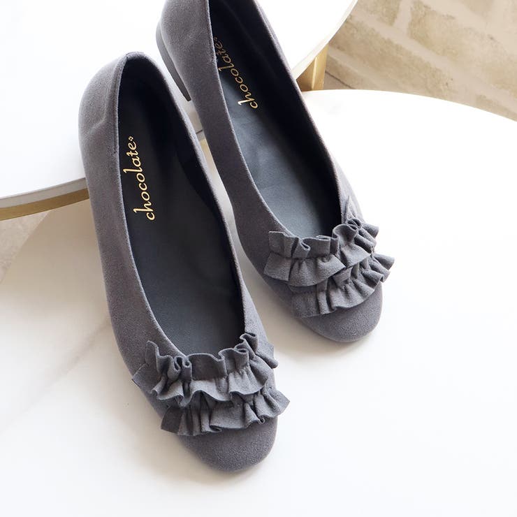 日本製 ラウンドトゥ フリル バレエパンプス ローヒール 幅広 | SHOE FANTASY | 詳細画像17 