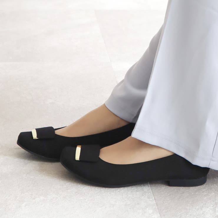 日本製 スクエアトゥ モチーフ付き フラットパンプス 晴雨兼用 レイン | SHOE FANTASY | 詳細画像10 