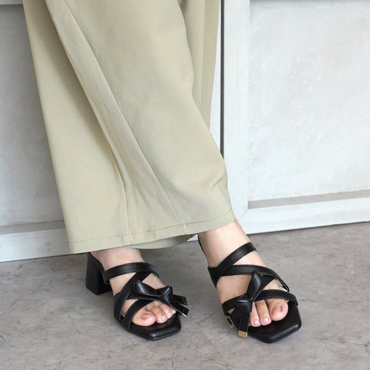 日本製 クロスベルト リボン ミュールサンダル | SHOE FANTASY | 詳細画像24 