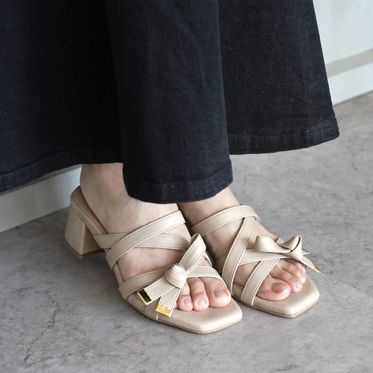 日本製 クロスベルト リボン ミュールサンダル | SHOE FANTASY | 詳細画像32 