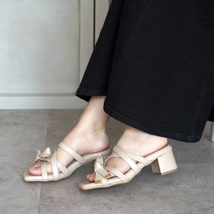日本製 クロスベルト リボン ミュールサンダル | SHOE FANTASY | 詳細画像33 