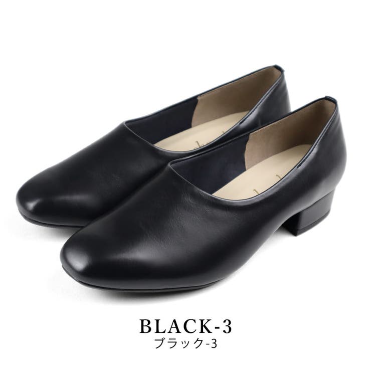 black-3 | スクエアトゥブーティーパンプス 晴雨兼用 幅広 | SHOE FANTASY