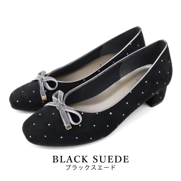 blackスエード | 日本製 ベロアリボン ヒール バレエパンプス 晴雨兼用 レイン | SHOE FANTASY