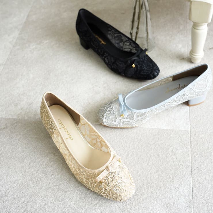 日本製 スクエアトゥ レースチュール パンプス リボン  | SHOE FANTASY | 詳細画像21 