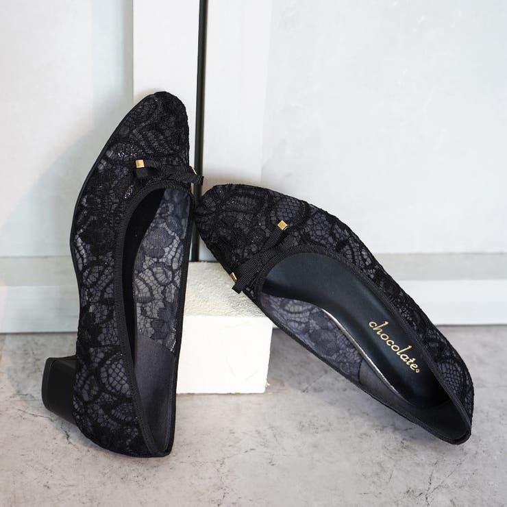 日本製 スクエアトゥ レースチュール パンプス リボン  | SHOE FANTASY | 詳細画像24 