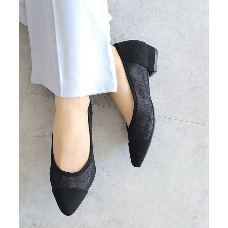 日本製 ポインテッド チュールパンプス 2.5cmヒール 花柄 水玉 合皮 | SHOE FANTASY | 詳細画像13 