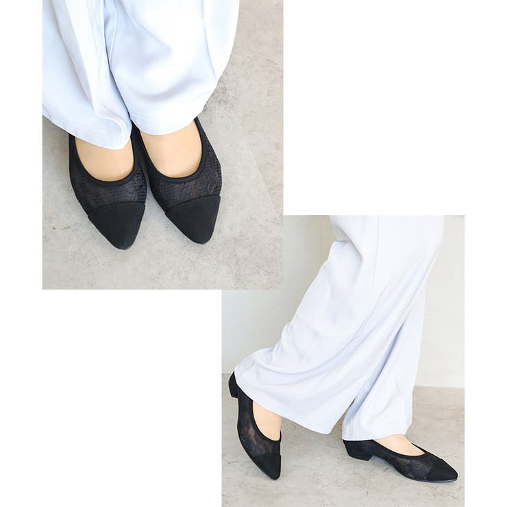 日本製 ポインテッド チュールパンプス 2.5cmヒール 花柄 水玉 合皮 | SHOE FANTASY | 詳細画像14 