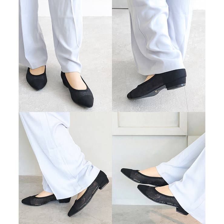 日本製 ポインテッド チュールパンプス 2.5cmヒール 花柄 水玉 合皮 | SHOE FANTASY | 詳細画像16 