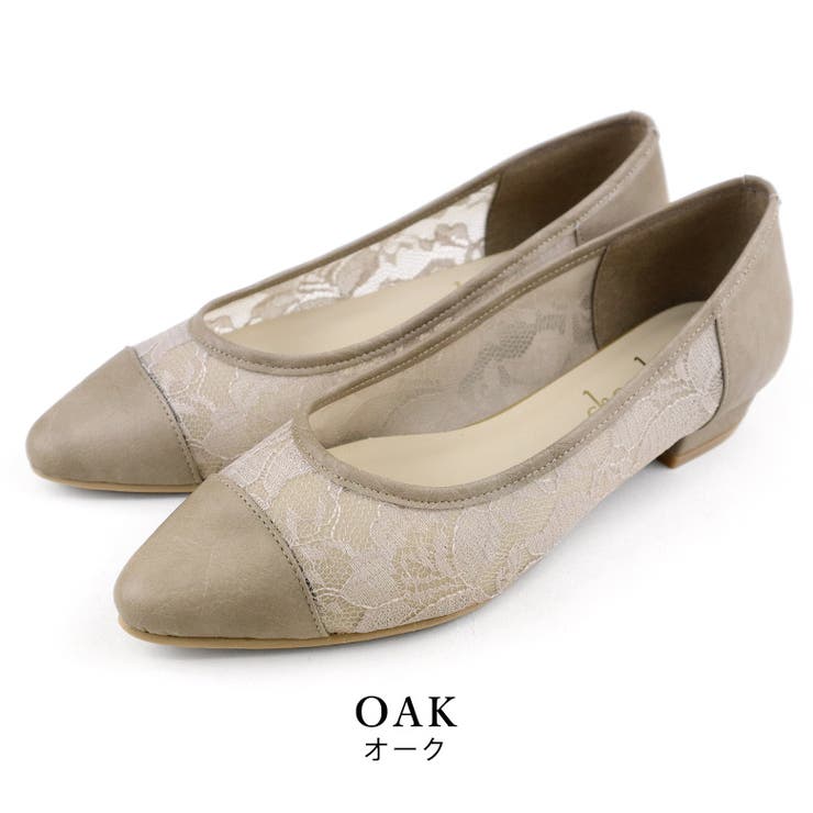 oak | 日本製 ポインテッド チュールパンプス 2.5cmヒール 花柄 水玉 合皮 | SHOE FANTASY
