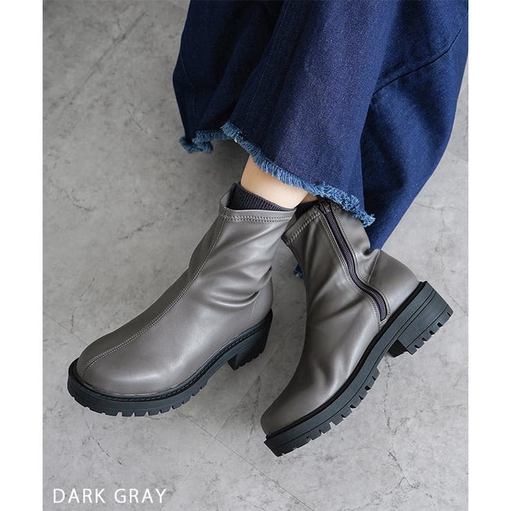 ラウンドトゥ ストレッチ ショートブーツ 晴雨兼用 レイン | SHOE FANTASY | 詳細画像22 