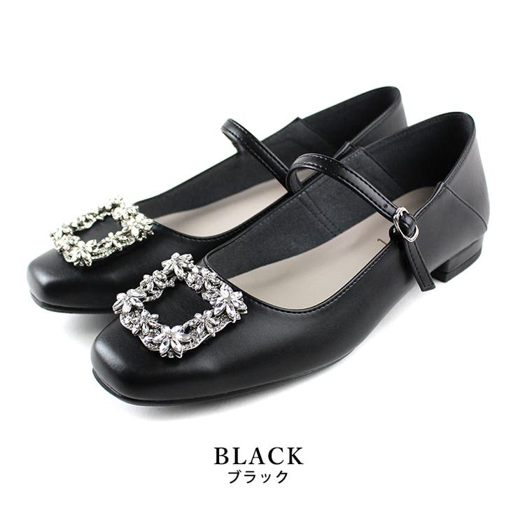 black | 日本製 ビジューバックル メリージェーンパンプス 晴雨兼用 レイン | SHOE FANTASY
