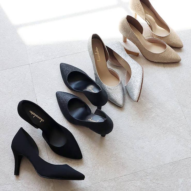 日本製 サイドオープン グリッター サテン パンプス | SHOE FANTASY | 詳細画像2 