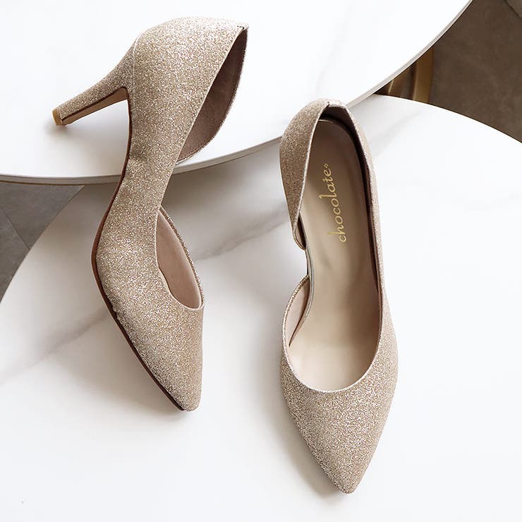 日本製 サイドオープン グリッター サテン パンプス | SHOE FANTASY | 詳細画像15 