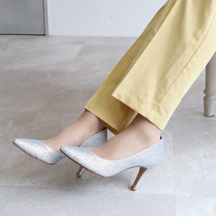 日本製 サイドオープン グリッター サテン パンプス | SHOE FANTASY | 詳細画像21 