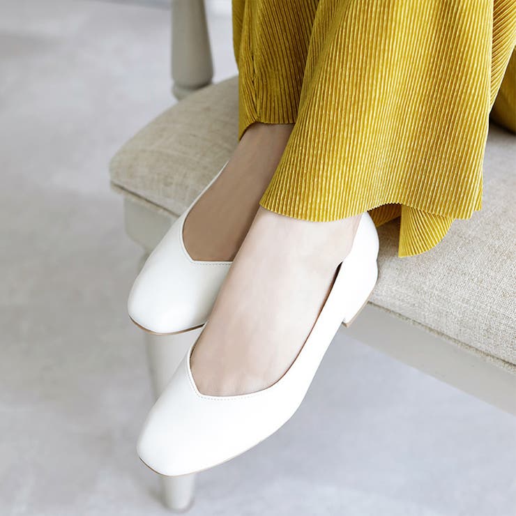 日本製 スクエアトゥ Ｖカットパンプス | SHOE FANTASY | 詳細画像15 