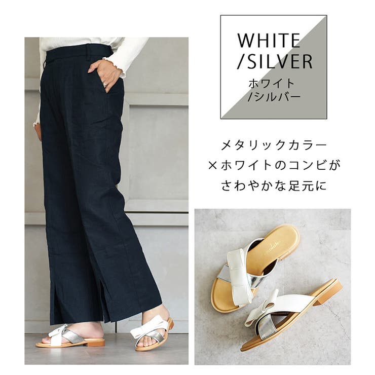 日本製 リボン付き ぺたんこミュールサンダル | SHOE FANTASY | 詳細画像11 