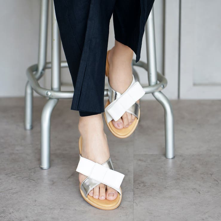 日本製 リボン付き ぺたんこミュールサンダル | SHOE FANTASY | 詳細画像22 