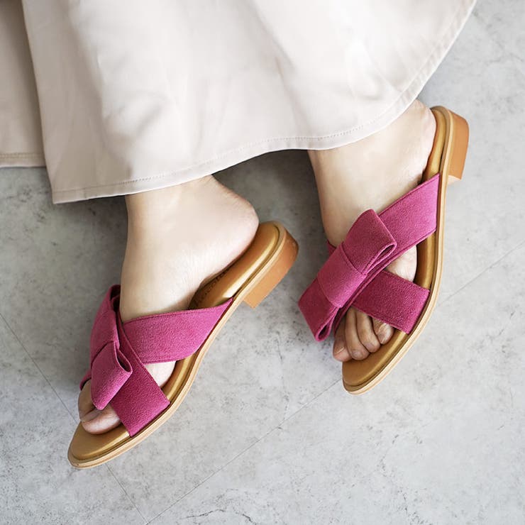 日本製 リボン付き ぺたんこミュールサンダル | SHOE FANTASY | 詳細画像25 