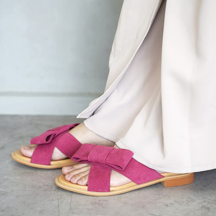 日本製 リボン付き ぺたんこミュールサンダル | SHOE FANTASY | 詳細画像27 