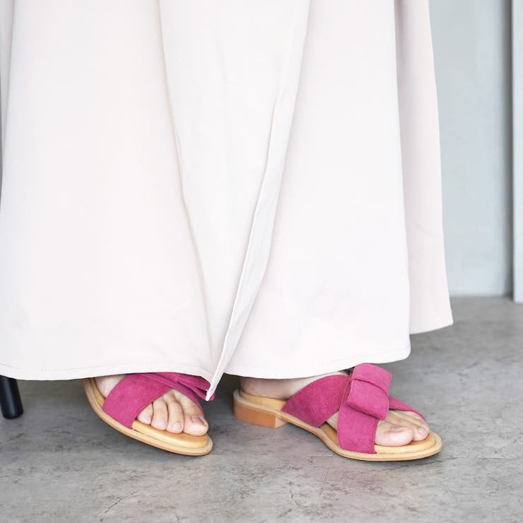日本製 リボン付き ぺたんこミュールサンダル | SHOE FANTASY | 詳細画像28 