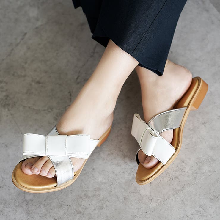 日本製 リボン付き ぺたんこミュールサンダル | SHOE FANTASY | 詳細画像23 