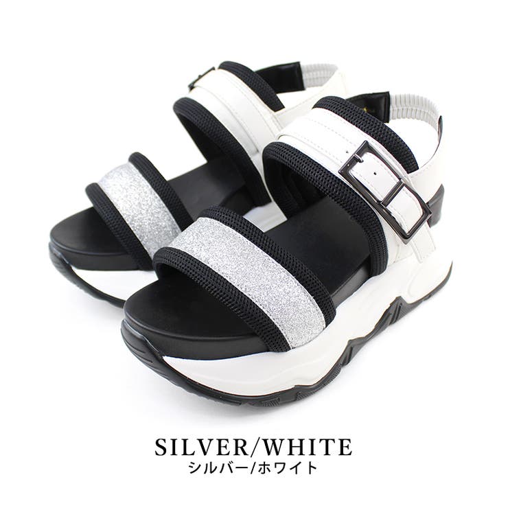 silver/white | グリッターベルト ボリュームソール スポーツサンダル | SHOE FANTASY