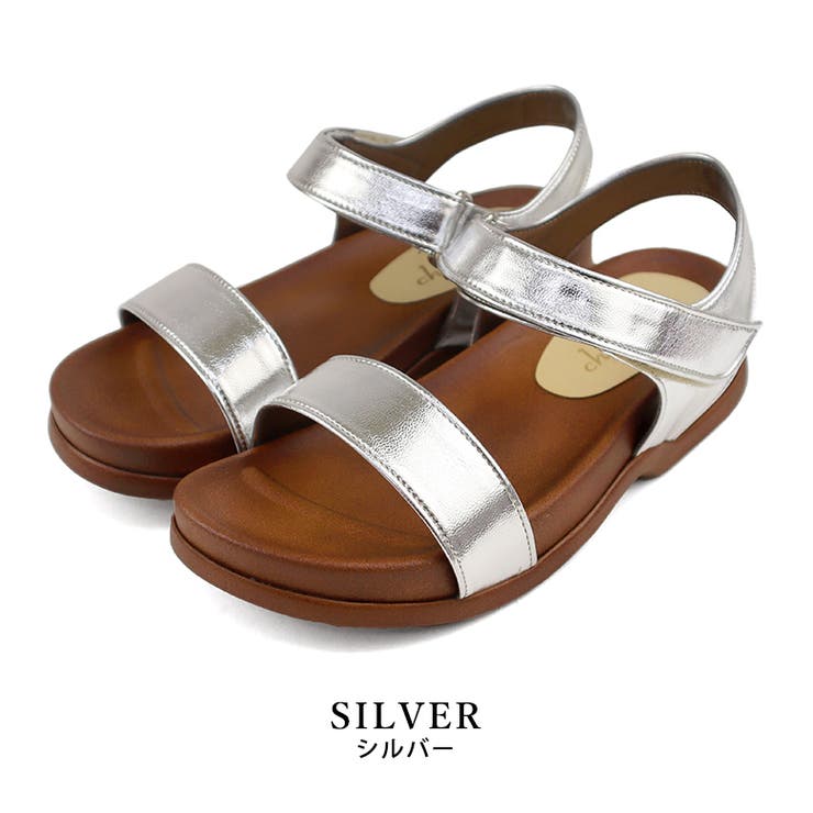 silver | 日本製 スポーツサンダル マジックタイプのベルト | SHOE FANTASY