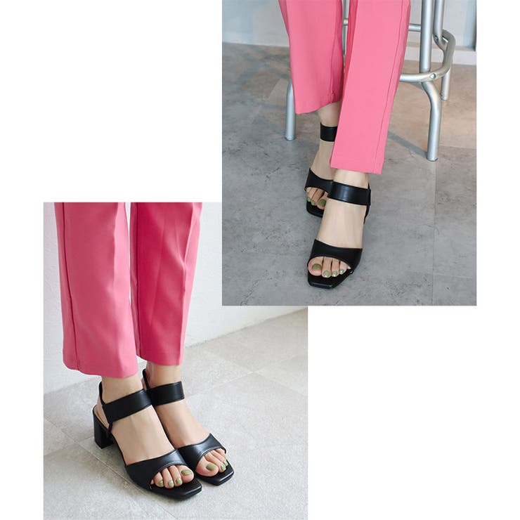 日本製 スクエアトゥ ゴムストラップ サンダル | SHOE FANTASY | 詳細画像16 