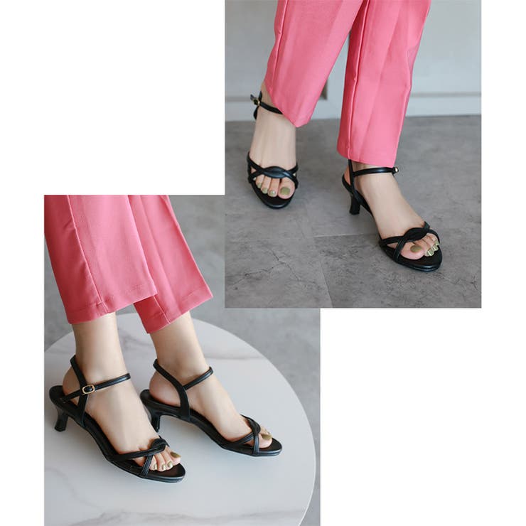 日本製 ラウンドトゥ クロスベルト ストラップサンダル | SHOE FANTASY | 詳細画像17 