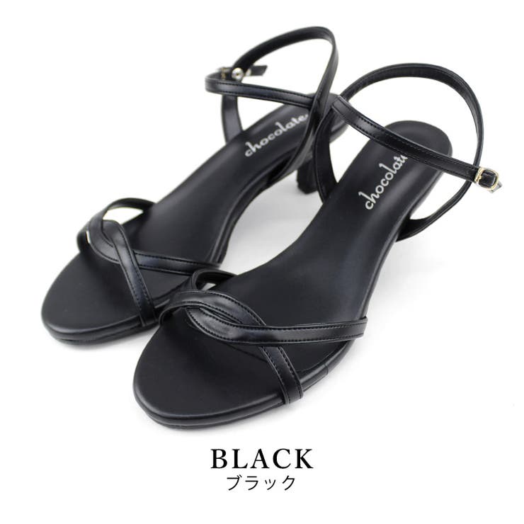 black | 日本製 ラウンドトゥ クロスベルト ストラップサンダル | SHOE FANTASY