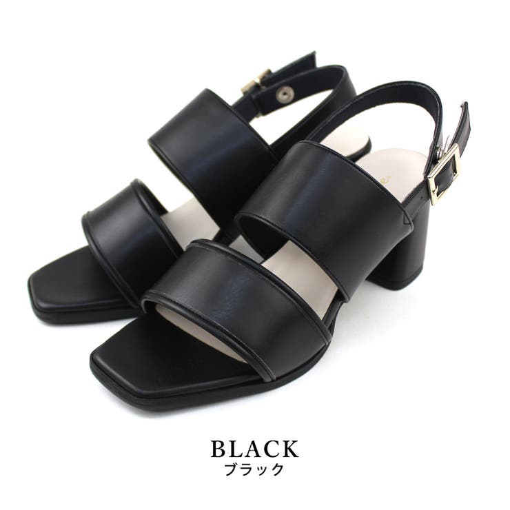 black | 日本製 異素材 ダブルベルト サンダル | SHOE FANTASY