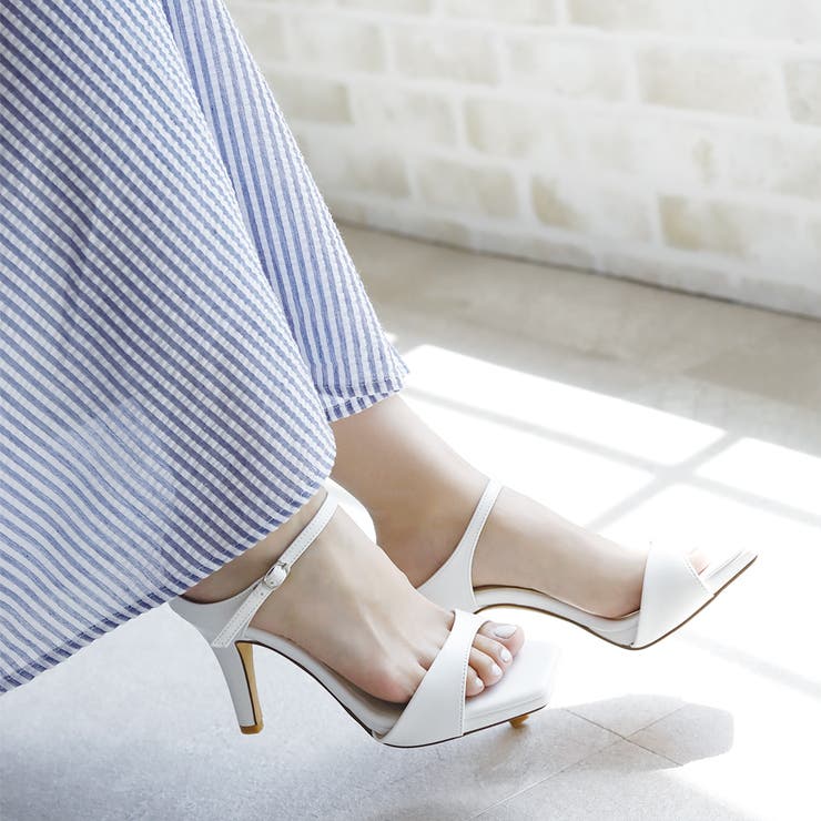 日本製 スクエアトゥ ストラップ ミュール サンダル ハイヒール | SHOE FANTASY | 詳細画像16 