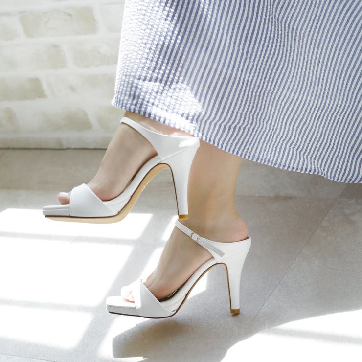 日本製 スクエアトゥ ストラップ ミュール サンダル ハイヒール | SHOE FANTASY | 詳細画像17 