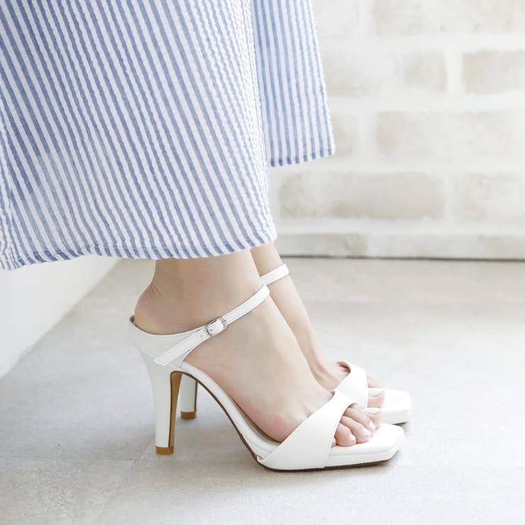 日本製 スクエアトゥ ストラップ ミュール サンダル ハイヒール | SHOE FANTASY | 詳細画像18 