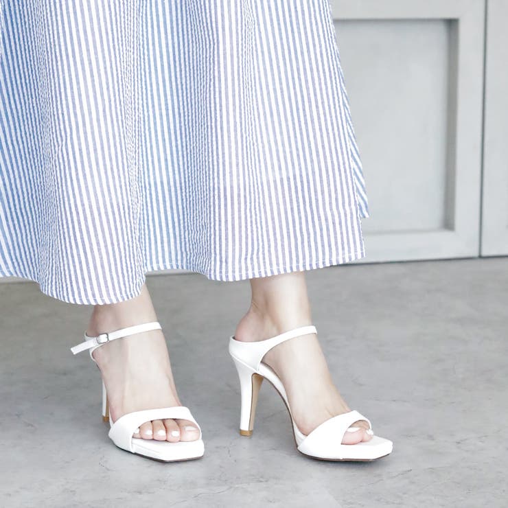 日本製 スクエアトゥ ストラップ ミュール サンダル ハイヒール | SHOE FANTASY | 詳細画像20 