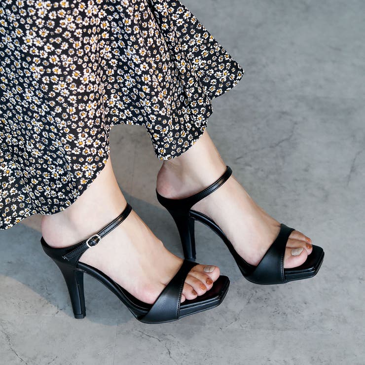 日本製 スクエアトゥ ストラップ ミュール サンダル ハイヒール | SHOE FANTASY | 詳細画像12 