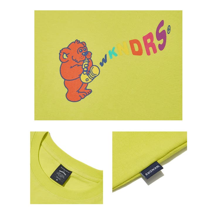【メール便対応】WKNDRSウィークエンダーズメンズtシャツ半袖ネオンカラー蛍光綿100％コットン100％イラストJiro春夏韓国ファッションブランドストリートオルチャンファッション韓国服デイリーコーデkorea