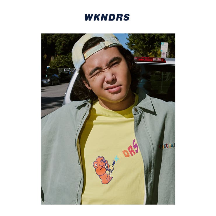 【メール便対応】WKNDRSウィークエンダーズメンズtシャツ半袖ネオンカラー蛍光綿100％コットン100％イラストJiro春夏韓国ファッションブランドストリートオルチャンファッション韓国服デイリーコーデkorea