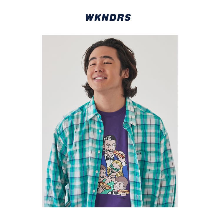 【メール便対応】WKNDRSウィークエンダーズメンズtシャツ半袖綿100％コットン100％イラストラスベガス春夏韓国ファッションブランドストリートオルチャンファッション韓国服デイリーコーデkorea