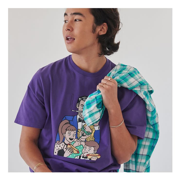 【メール便対応】WKNDRSウィークエンダーズメンズtシャツ半袖綿100％コットン100％イラストラスベガス春夏韓国ファッションブランドストリートオルチャンファッション韓国服デイリーコーデkorea