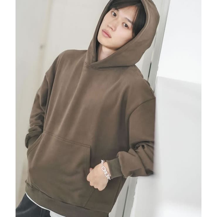 D (カーキ) | レイヤード パーカー メンズ | Shoowtime